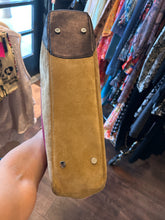 Load image into Gallery viewer, Coach blue,green &amp; purple Suede &amp; leather Patchwork monogram lining Tote Purse, Gently Worn
