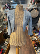 Load image into Gallery viewer, Oscar de la Renta Silver Silk Knit Sequin open style crop Sweater, Size XS
