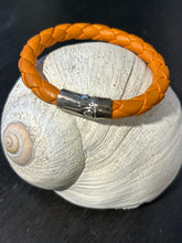 Load image into Gallery viewer, John Hardy Gently Worn orange &amp; silver Leather Bracelet with duster
