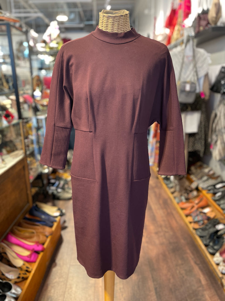 phillip lim Plum Viscose blend rib accent NWT! Dress, Size 10  Sola Lucy
