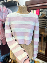 Load image into Gallery viewer, Solid &amp; Striped Pink &amp; Brown Wool &amp; cashmere Stripe Cropped Sweater, Size M
