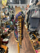 Load image into Gallery viewer, ETRO black, white, purple silk cashmere mixed print Long sleeve v neck Top, Size 40
