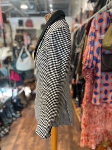 Veronica Beard Black & White Wool Houndstooth removable collar Blazer, Size 6
