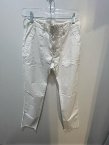 Nili Lotan White Cotton Cropped tapered Pant, Size 4