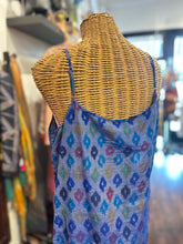 Load image into Gallery viewer, Matta Blue multi Cotton &amp; Silk Babydoll tank Dress

