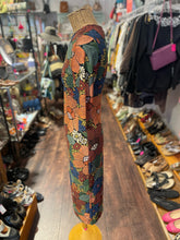 Load image into Gallery viewer, FARM Rio orange &amp; blue Blend Floral fitted 3/4 sleeve Dress, Size S

