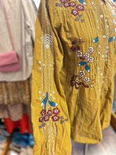 Load image into Gallery viewer, 3J Workshop Mustard Cotton embrodiered collared button down Top
