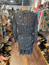 Load image into Gallery viewer, Veronica Beard Black Silk Floral ruched Dress, Size 4
