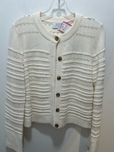 Load image into Gallery viewer, la ligne Cream Cotton Blend Pointelle cardigan Sweater
