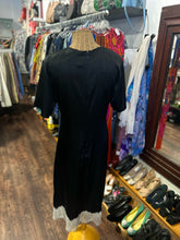 Load image into Gallery viewer, STAUD Black &amp; Gray Silk Blend lace detail midi Dress

