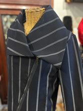 Load image into Gallery viewer, RUTI navy &amp; white Rayon Blend stripes big collar asymmetrical zipper Jacket, Size XL
