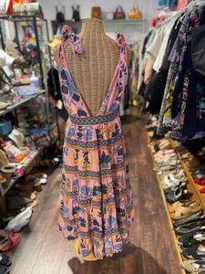 FARM Rio Pink & Blue Cotton Floral Halter NWT Dress, Size M