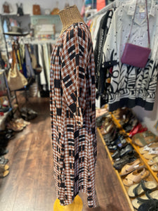Ace & Jig brown & black Cotton Gingham midi Dress, Size XL