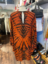 Load image into Gallery viewer, Raquel Allegra Orange &amp; Brown 100% silk sheer tye dye Dress
