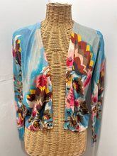 Load image into Gallery viewer, in bed with you Blue multi Cotton &amp; Silk Floral Button up long sleeve Sweater
