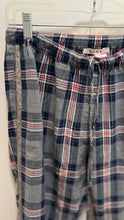 Load image into Gallery viewer, XIRENA grey &amp; blue multi Cotton Plaid Drawstring sparkle accent Pant, Size S
