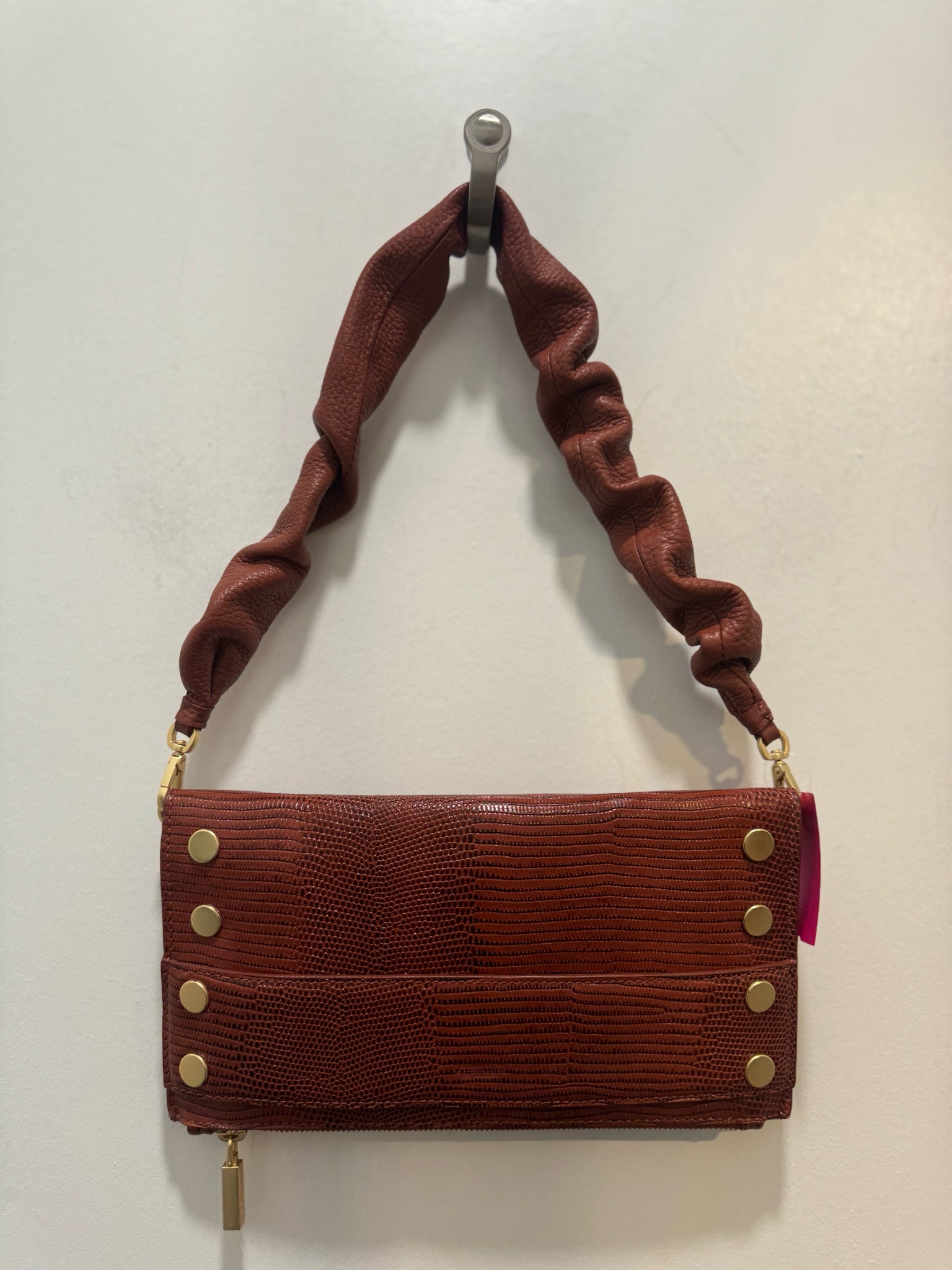 Hammitt almond Leather stud accents Fold Over Purse