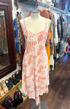 Load image into Gallery viewer, Kerry Cassill coral &amp; beige Cotton Floral Spaghetti strap Dress
