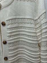 Load image into Gallery viewer, la ligne Cream Cotton Blend Pointelle cardigan Sweater
