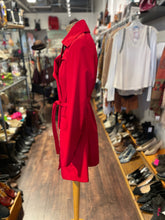 Load image into Gallery viewer, London Fog Red Poly Button Up Trench, Size S
