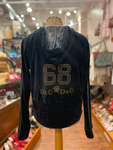 Load image into Gallery viewer, Dolce &amp; Gabbana Y2K Black &amp; Gold Cotton Stud Accents Zip Up Velour Hoodie
