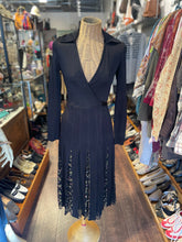 Load image into Gallery viewer, Diane Von Furstenberg Black Cotton &amp; Silk floral &amp; glitter wrap dress Dress
