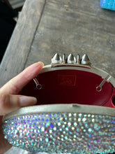 Load image into Gallery viewer, Christian Louboutin beige &amp; silver swarovski crystals clutch Purse, AS IS missing strap
