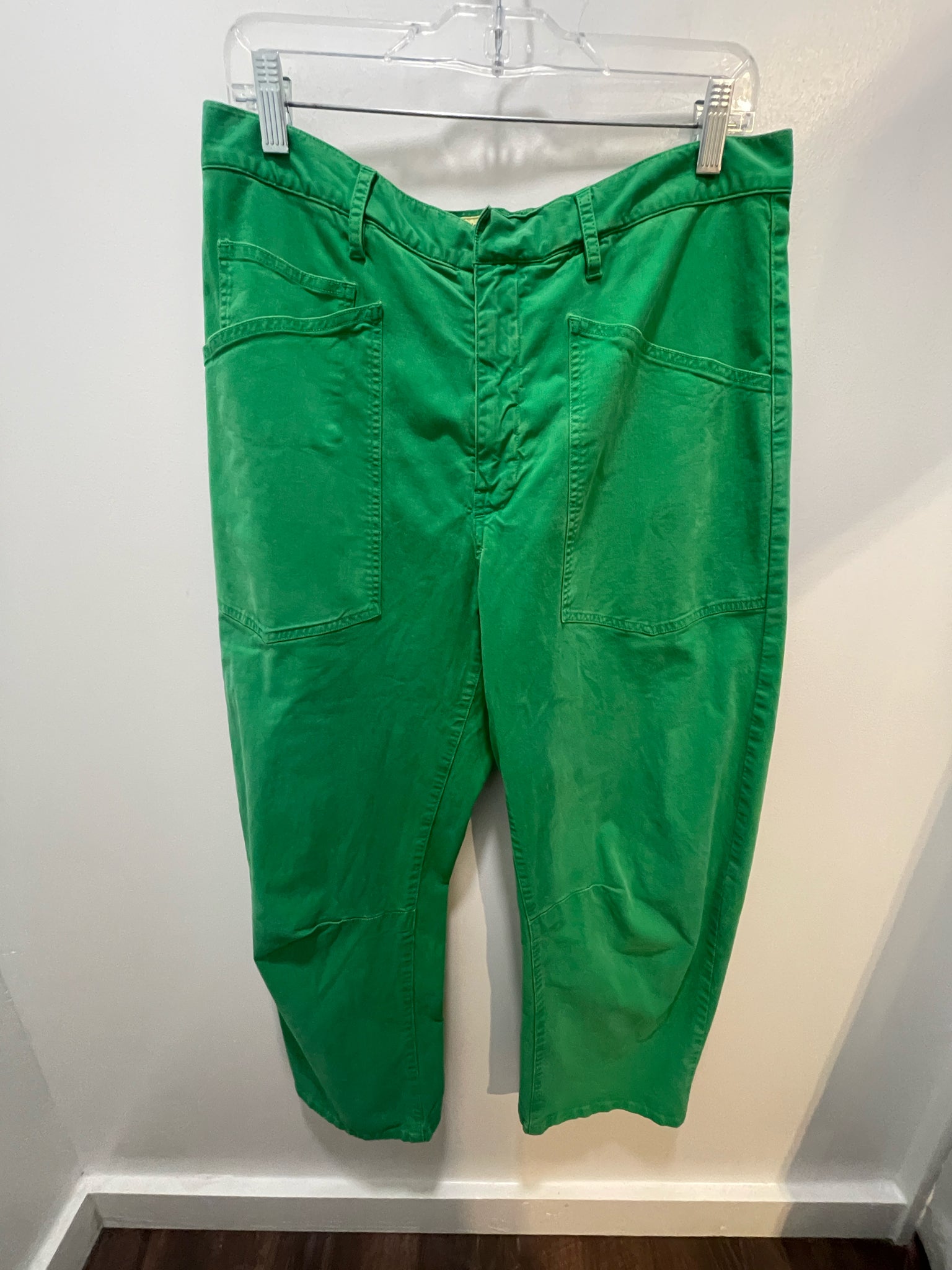 Nili Lotan Green Cotton Blend barrel Pant, Size 10