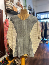 Load image into Gallery viewer, Lauren Winter grey &amp; cream Blend stripes Boxy vneck Top

