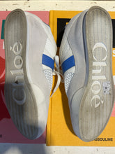 Load image into Gallery viewer, CHLOE White + blue  Suede detail Gently worn Sneaker, Size 39
