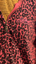 Load image into Gallery viewer, Ed Hardy Pink &amp; Black Rayon Blend Leopard Zip Up Embellished Sweater, Size M

