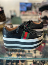 Load image into Gallery viewer, GUCCI Black &amp; White Leather platform sneaker Shoe, Size 37.5
