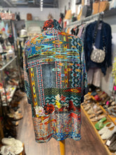 Load image into Gallery viewer, Johnny Was green multi 100% silk Boho Flowy Layering Top, Size S
