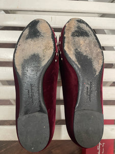 Ferragamo ruby red Velvet Size 6/7 Flat ballet core Shoe