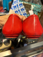 Load image into Gallery viewer, Gianvito Rossi Red Leather Flat W/gold Buckle Shoe, Size 42
