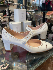 SJP White Patent Leather Mary Jane Shoe, Size 39.5, Box Included