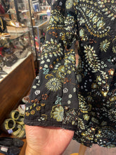 Load image into Gallery viewer, Johnny Was Black &amp; Green embroidered longline Gently Worn Coat, Size XS
