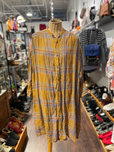 Load image into Gallery viewer, Ichi Antiguites yellow, multi Linen Plaid Relaxed Fit Button Up Dress, Size M/L
