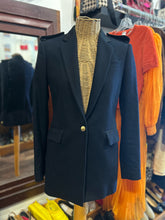 Load image into Gallery viewer, Rag &amp; Bone Navy &amp; Black Wool Blend Epaulets single button Blazer
