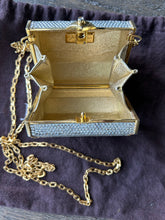 Load image into Gallery viewer, Judith Leiber Gold swarovski crystals Mini evening purse w/chain strap, AS IS missing crystals, duster included
