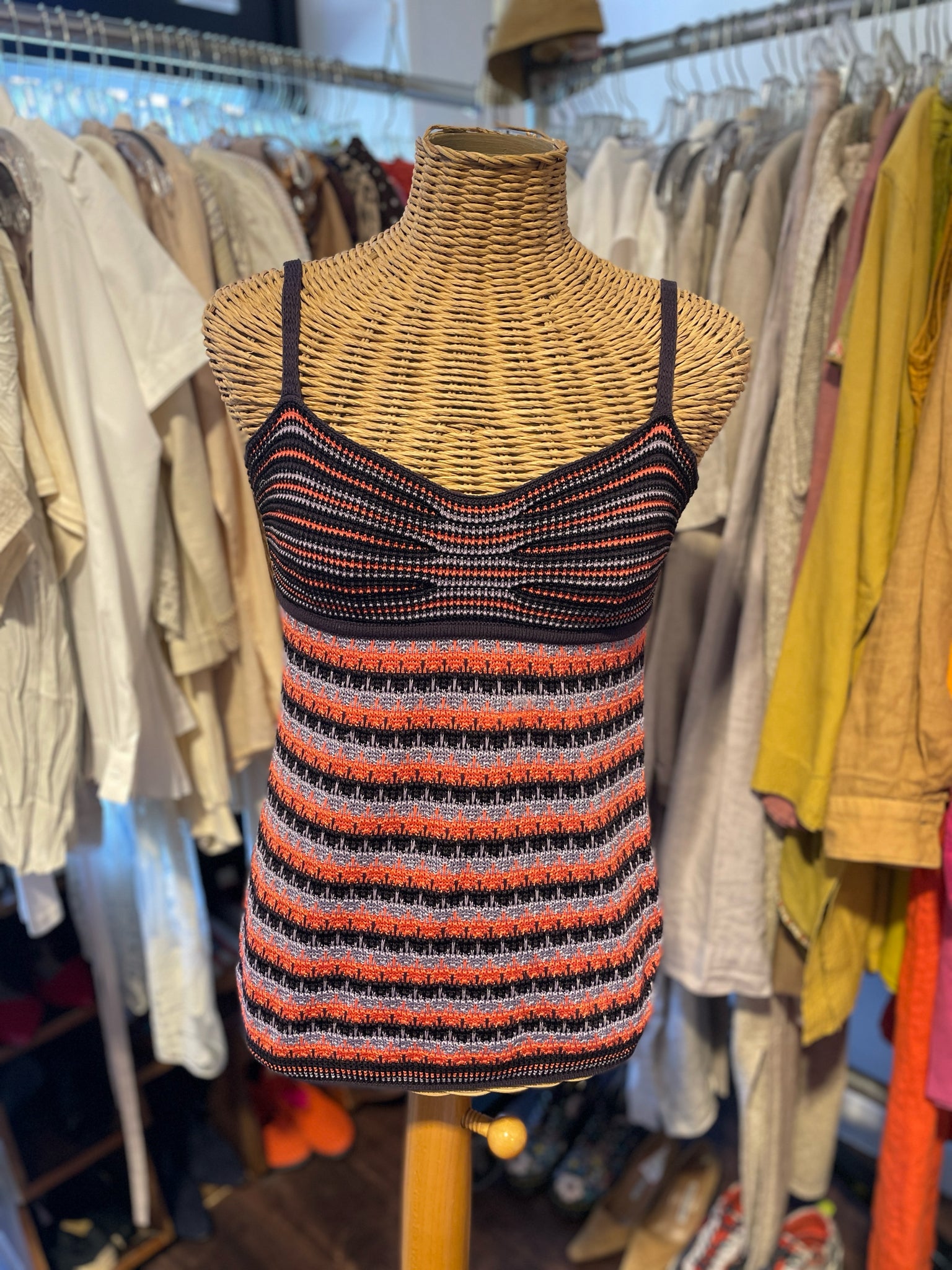 Missoni navy & rainbow Stripe Sleeveless Top
