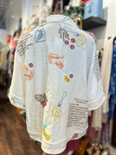 Load image into Gallery viewer, Caroline Constas White Linen embroidered button down short sleeve Top
