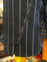 Load image into Gallery viewer, RUTI navy &amp; white Rayon Blend stripes big collar asymmetrical zipper Jacket, Size XL
