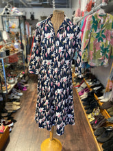 Load image into Gallery viewer, Samantha Sung Navy &amp; pink Cotton Floral Button up longsleeve Dress, Size 10
