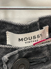 Load image into Gallery viewer, Moussy Black Cotton Distressed Straight Leg Jeans, Size 28
