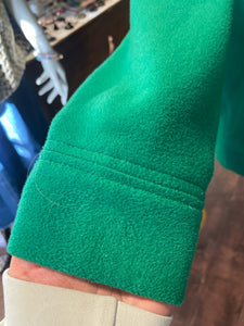 Marques'Almeida Green Wool Blend solid Half zip oversized Jacket/Top, Size S