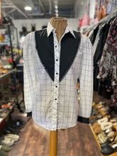 Load image into Gallery viewer, H Bar C white &amp; black Cotton Blend Lines ruffle detail Top, Size 34
