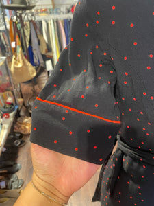 Ganni Black & Red Viscose Polka Dot Dress, Size 36