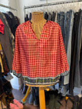 Load image into Gallery viewer, Comme des Garcons Red Blend Checkered V cut longsleeve Top, Size S
