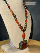 Load image into Gallery viewer, Vintage Gently Worn Orange carved square Carnelian Necklace

